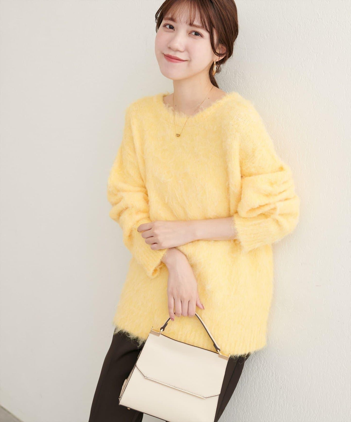 長毛絨圓領針織套頭衫