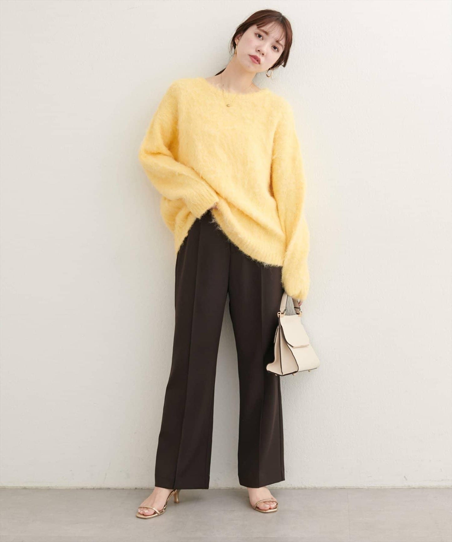 長毛絨圓領針織套頭衫