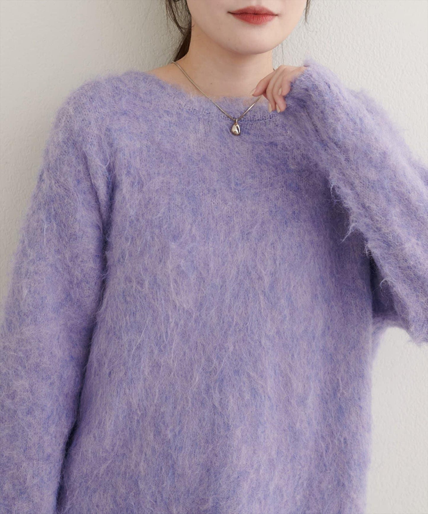 長毛絨圓領針織套頭衫