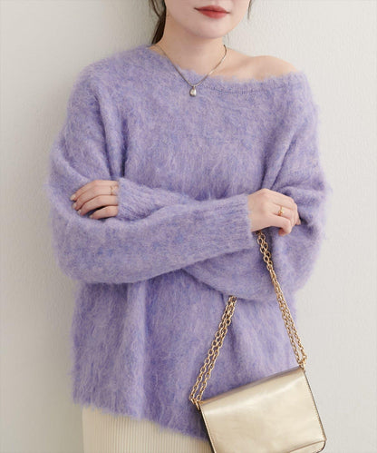 長毛絨圓領針織套頭衫