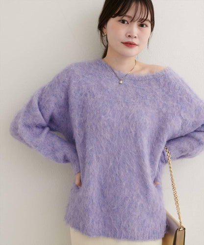 長毛絨圓領針織套頭衫