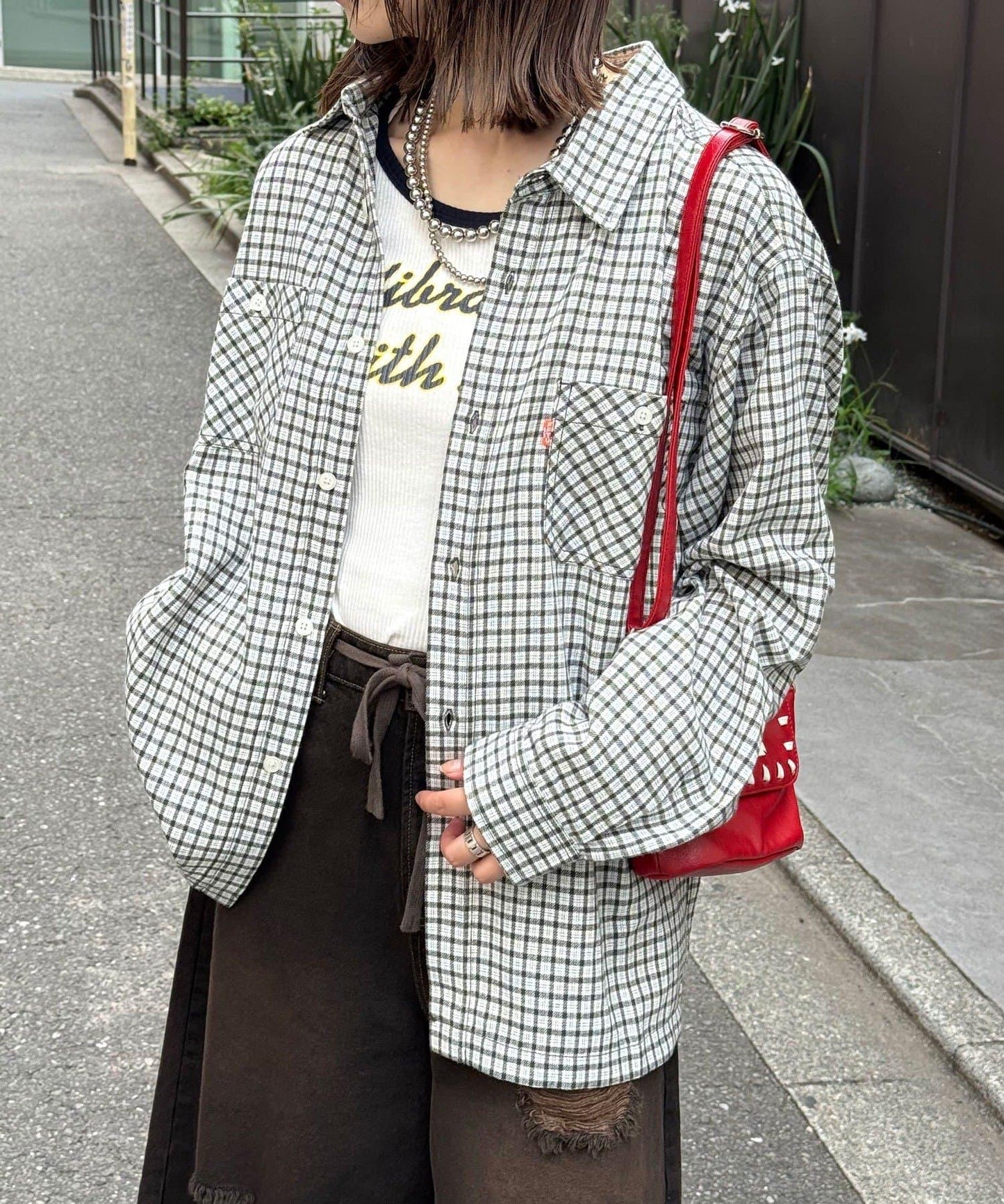 拼色格紋襯衫