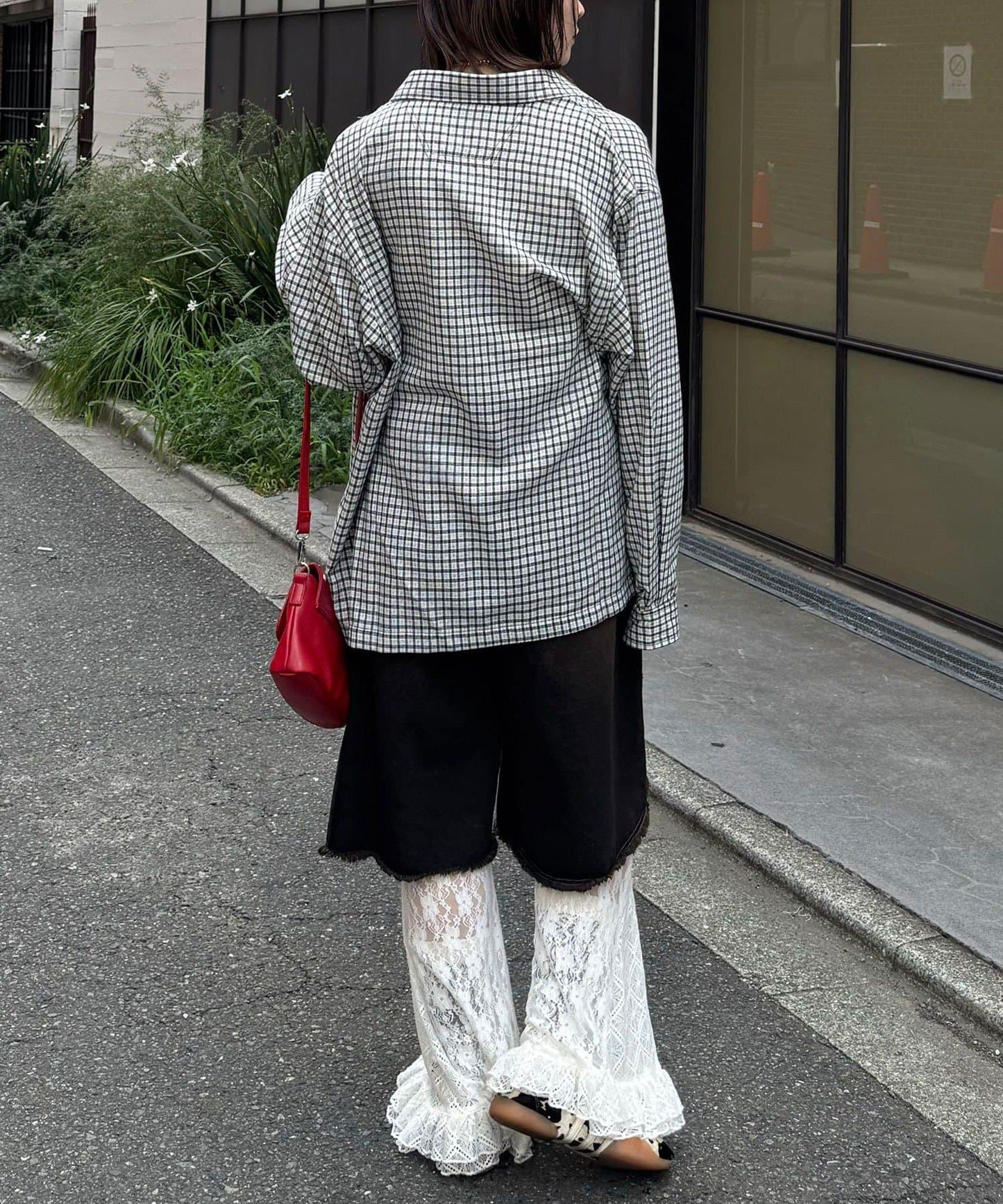 拼色格紋襯衫