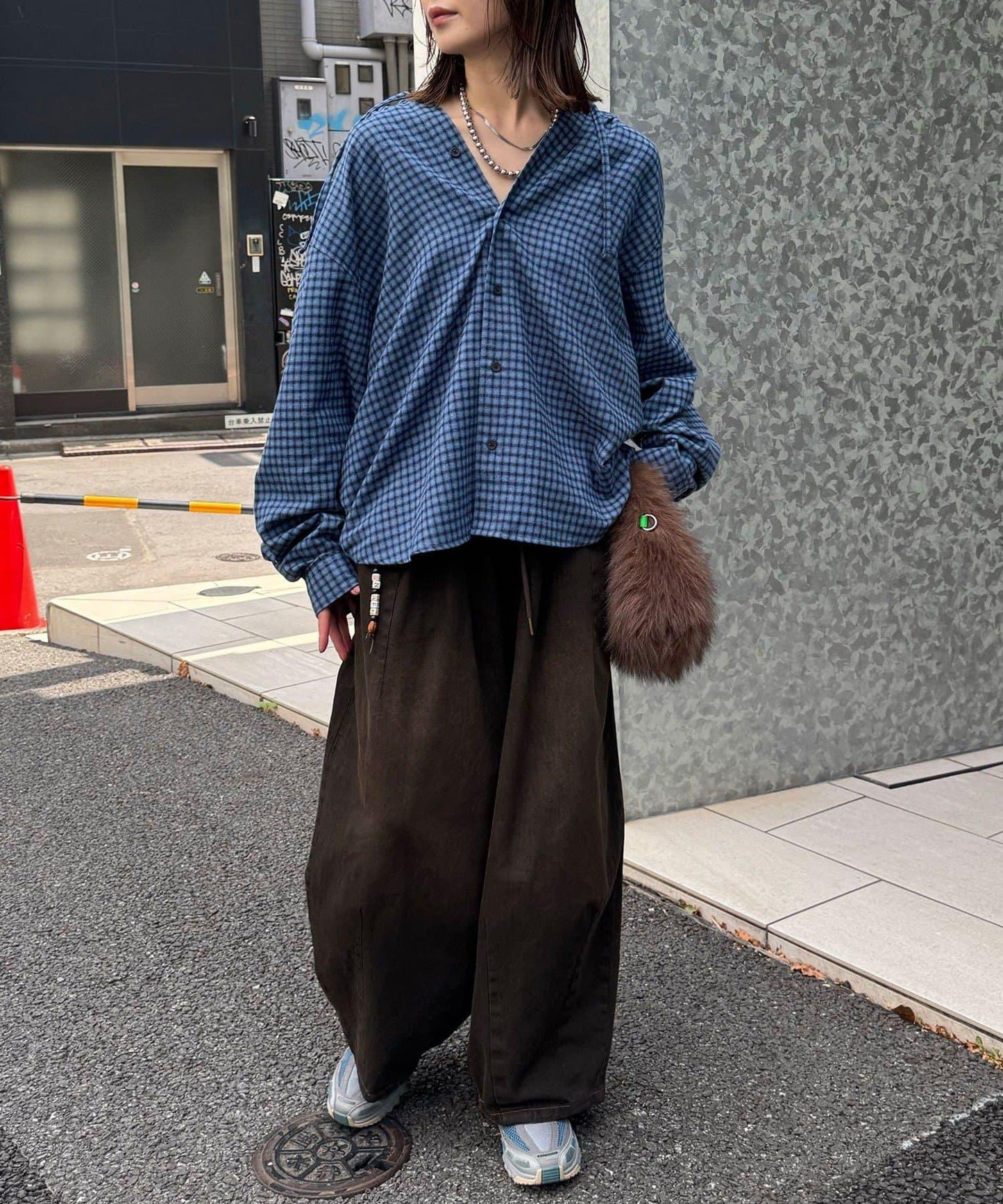 連帽拼色格子襯衫 / 衛衣