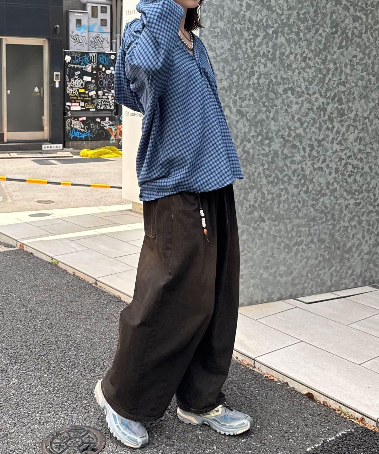 連帽拼色格子襯衫 / 衛衣