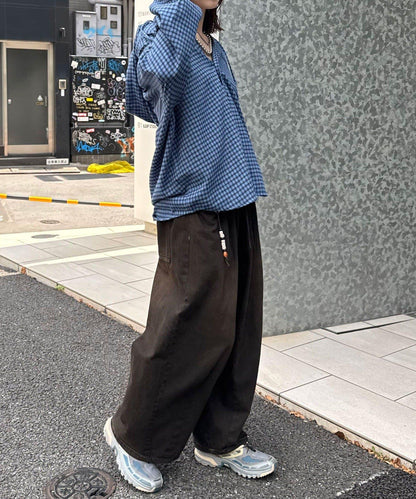 連帽拼色格子襯衫 / 衛衣
