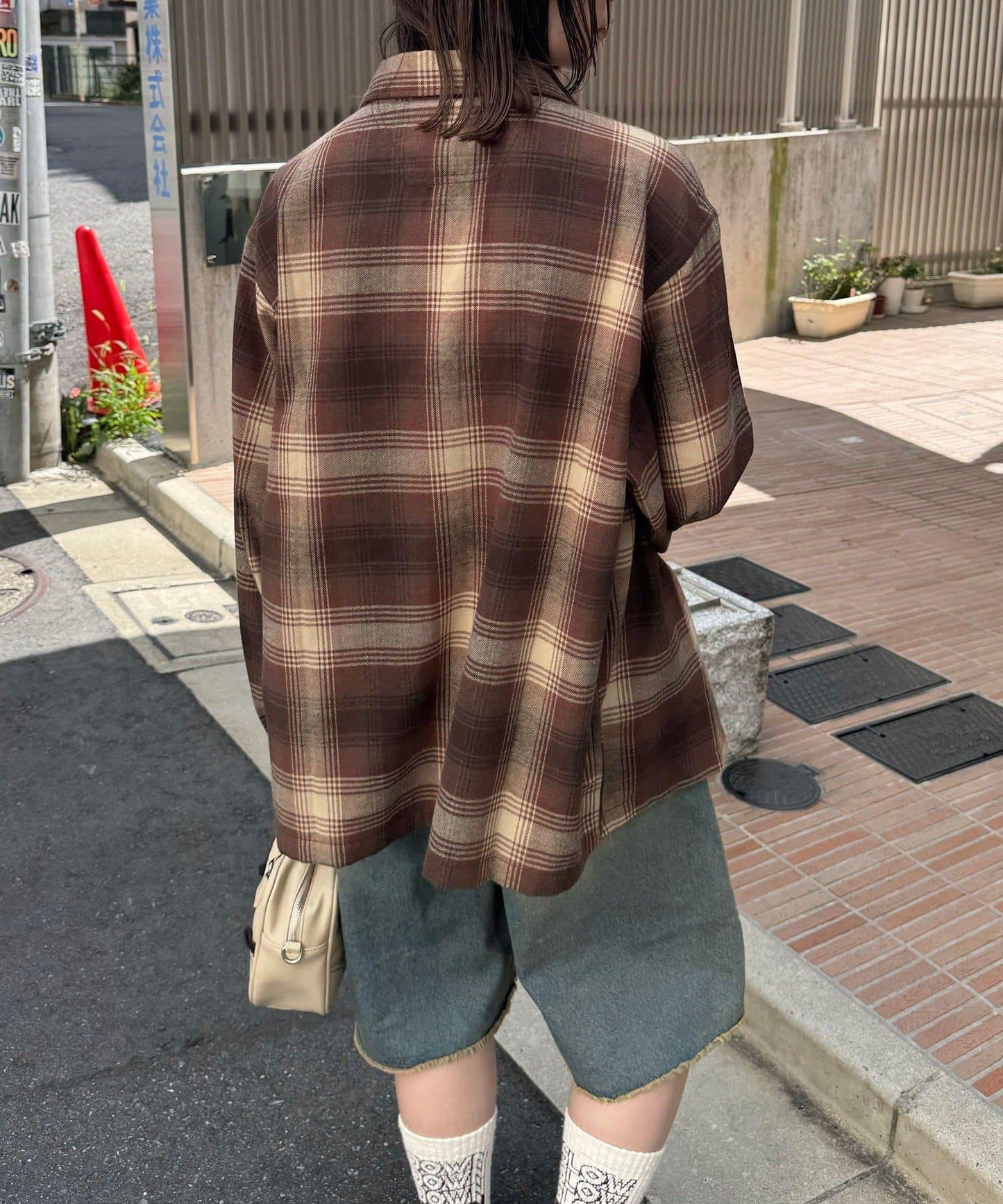 拼色格紋襯衫