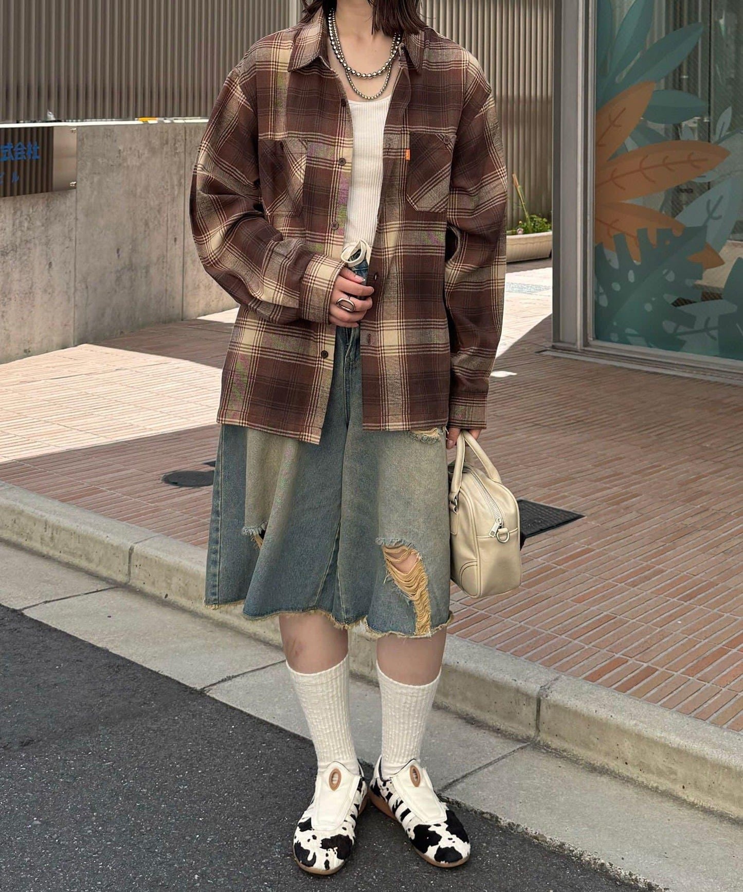 拼色格紋襯衫