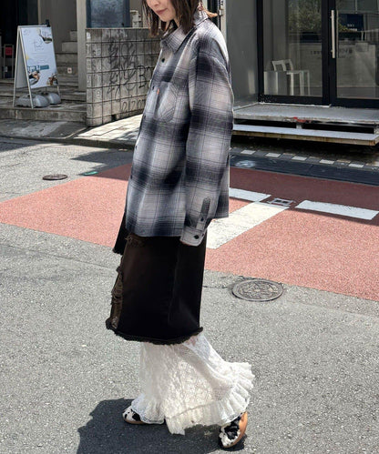 拼色格紋襯衫