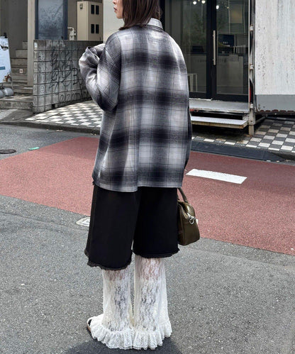 拼色格紋襯衫