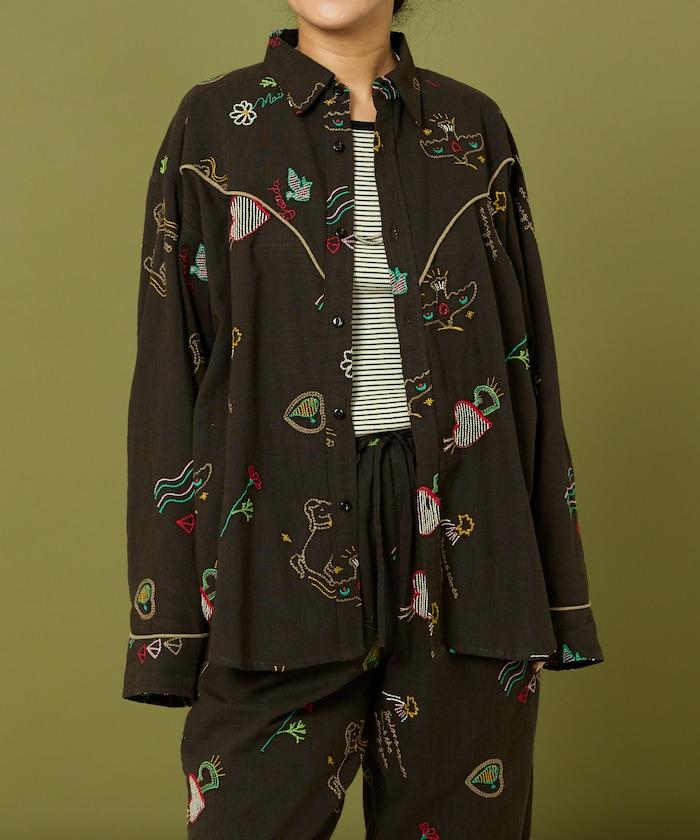 圖案刺繡花紋襯衫