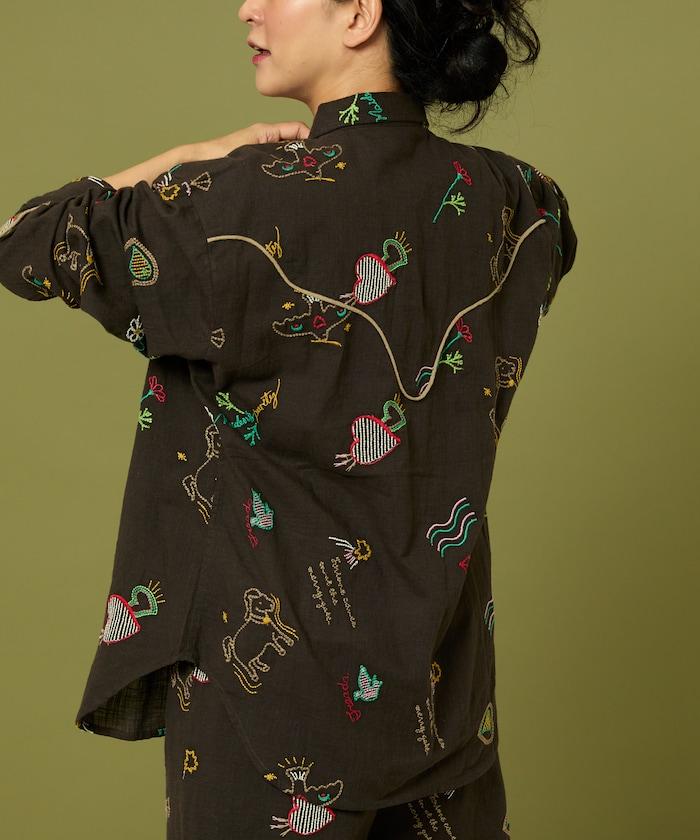 圖案刺繡花紋襯衫