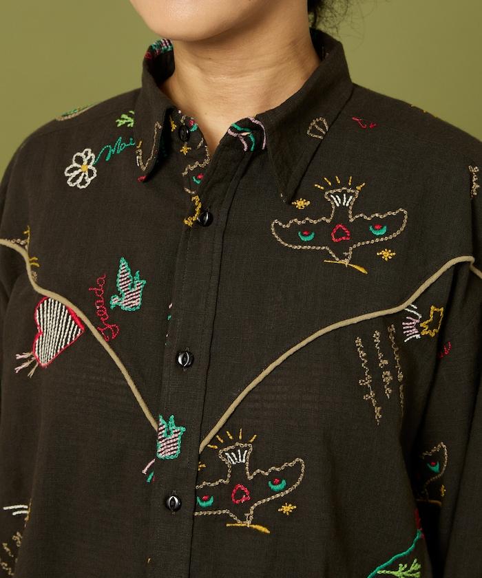 圖案刺繡花紋襯衫