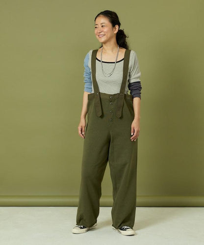 針織軍風揹帶褲