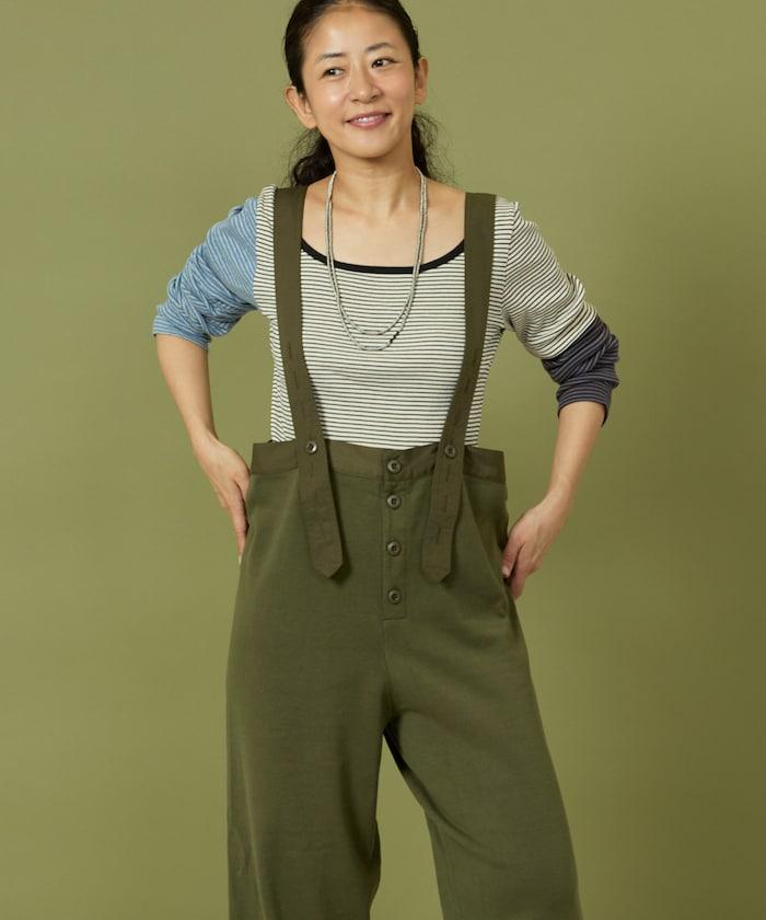 針織軍風揹帶褲