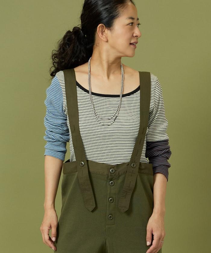 針織軍風揹帶褲
