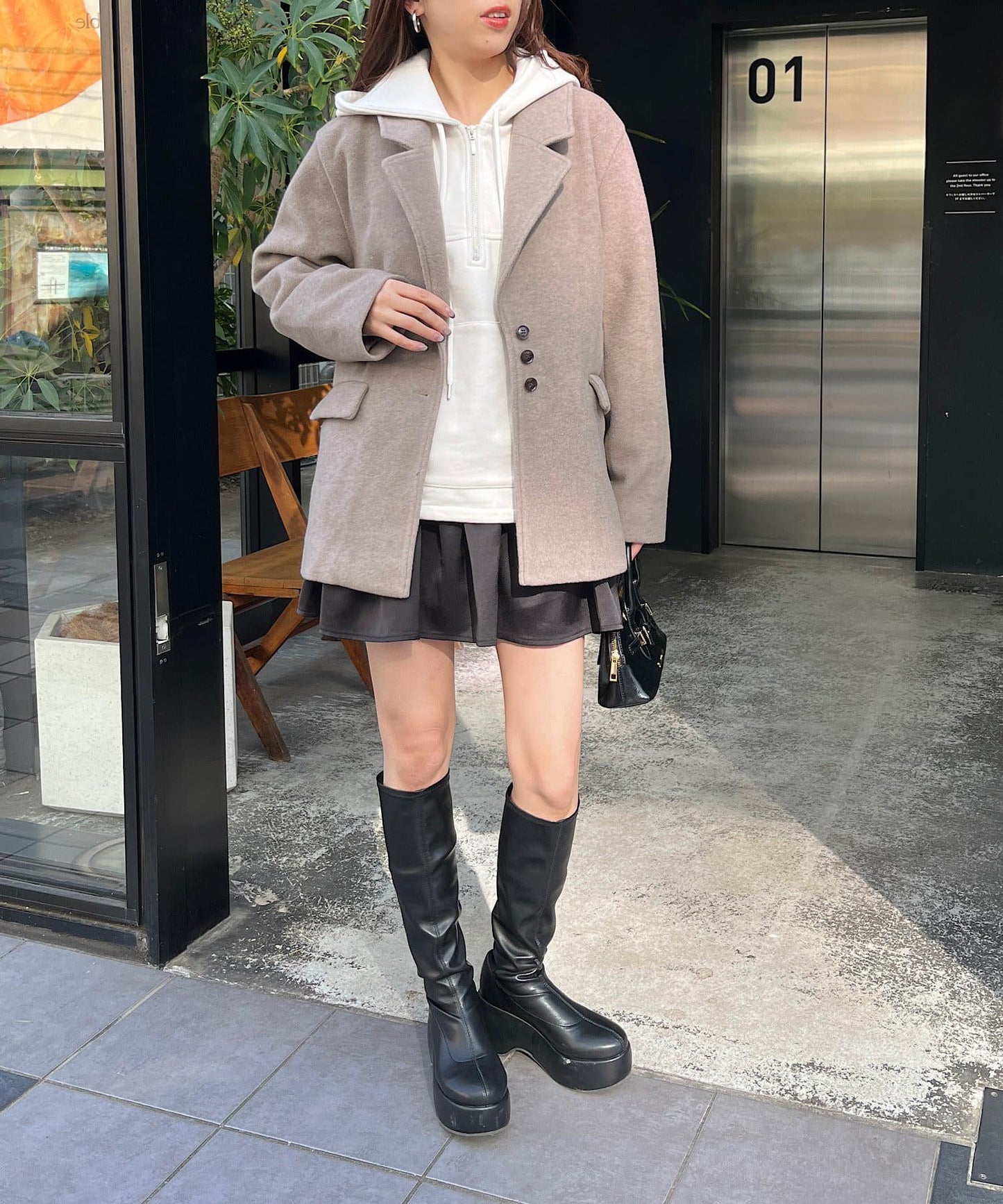 【Chico】長毛單排扣寬鬆夾克