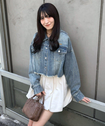 【mystic】[mline]標誌短款牛仔夾克