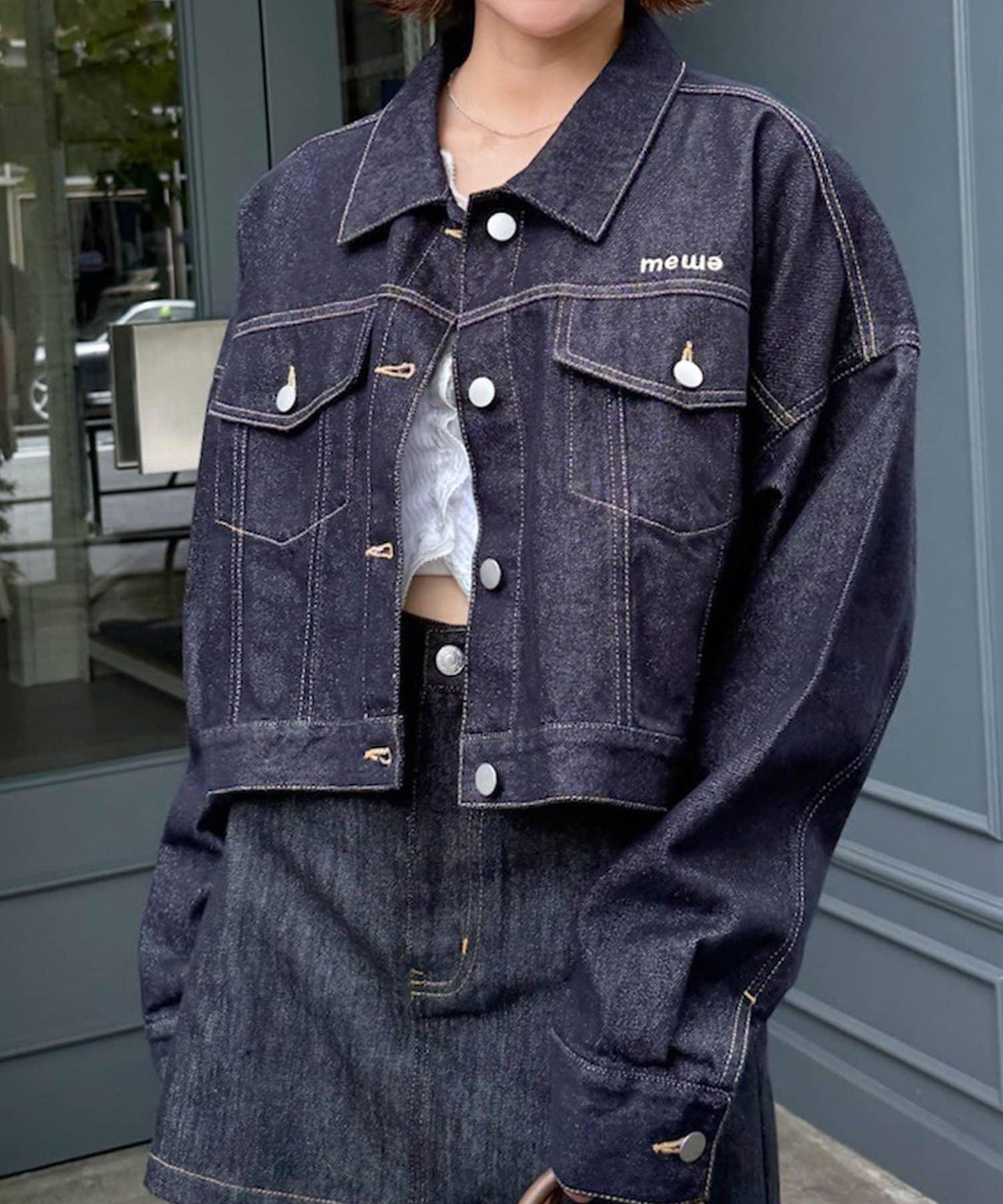 【mystic】[mline]標誌短款牛仔夾克