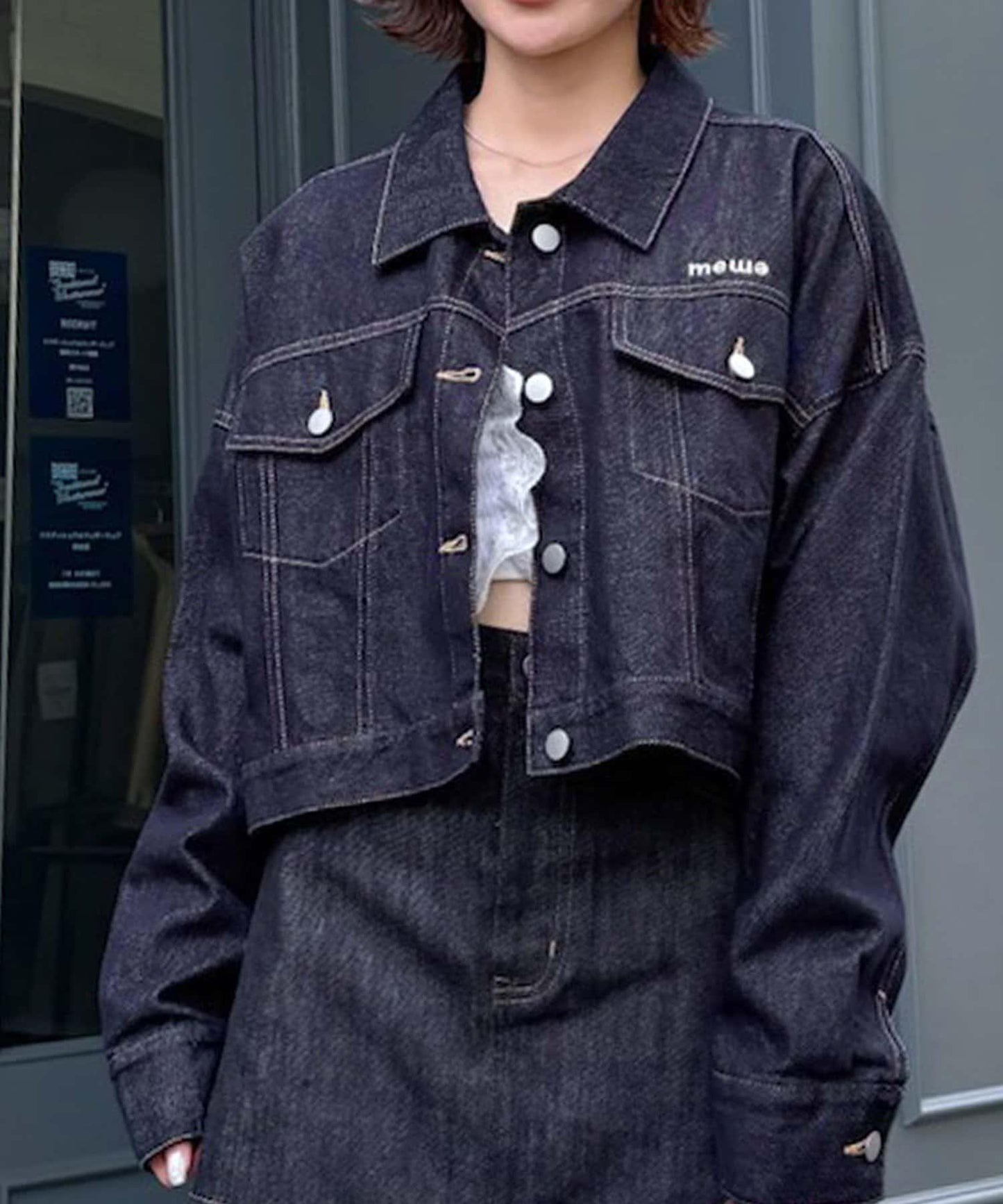 【mystic】[mline]標誌短款牛仔夾克