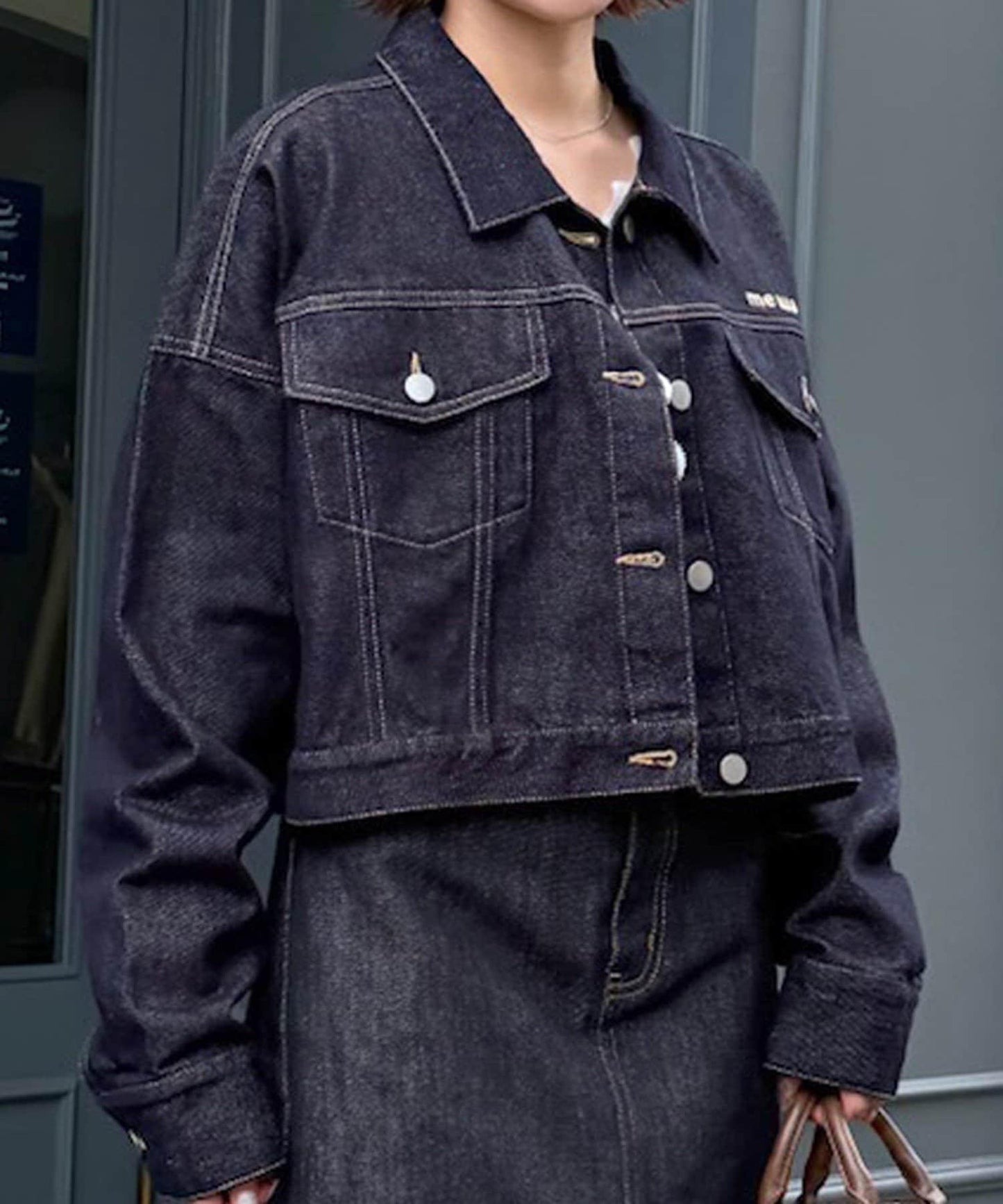 【mystic】[mline]標誌短款牛仔夾克