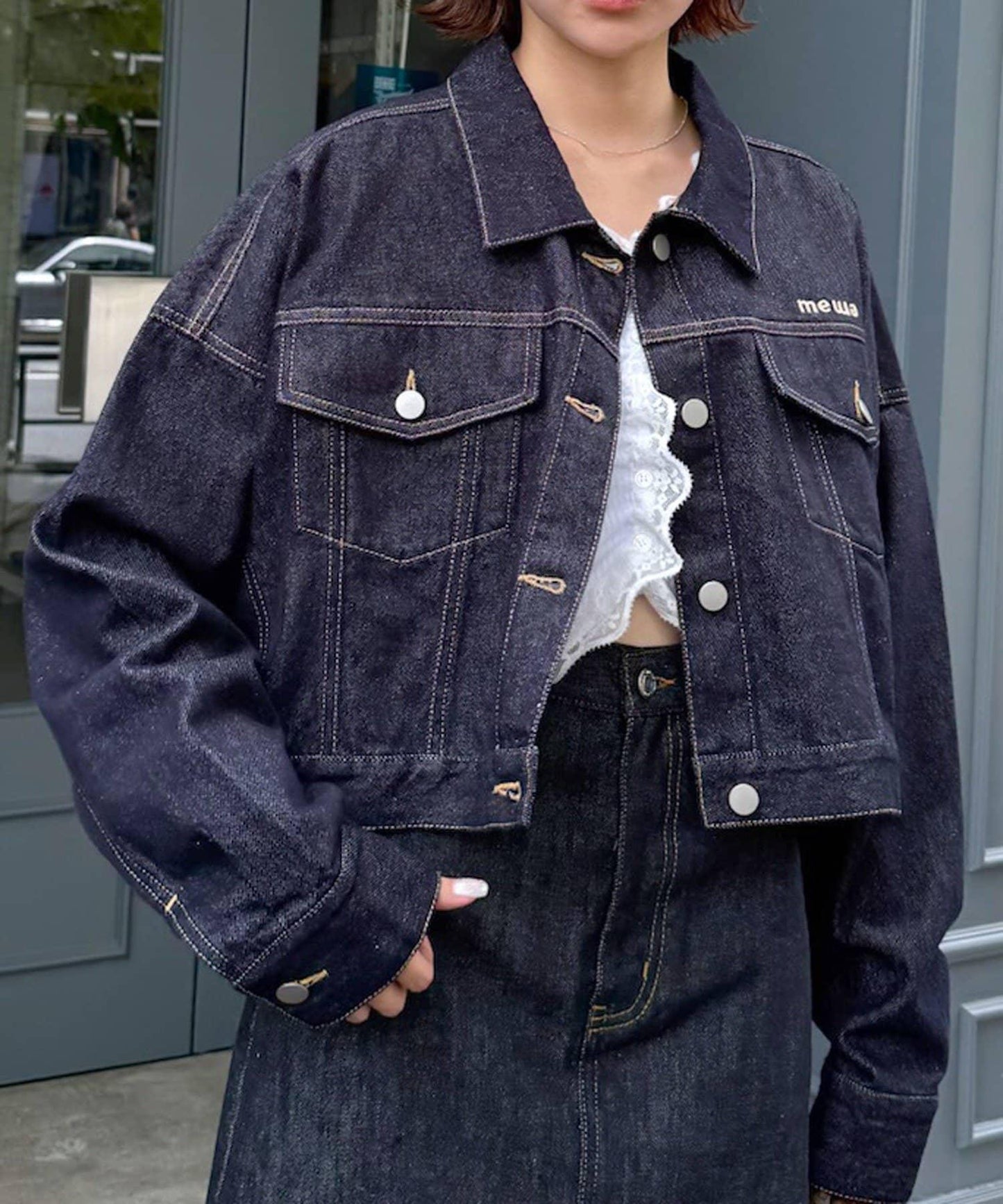 【mystic】[mline]標誌短款牛仔夾克