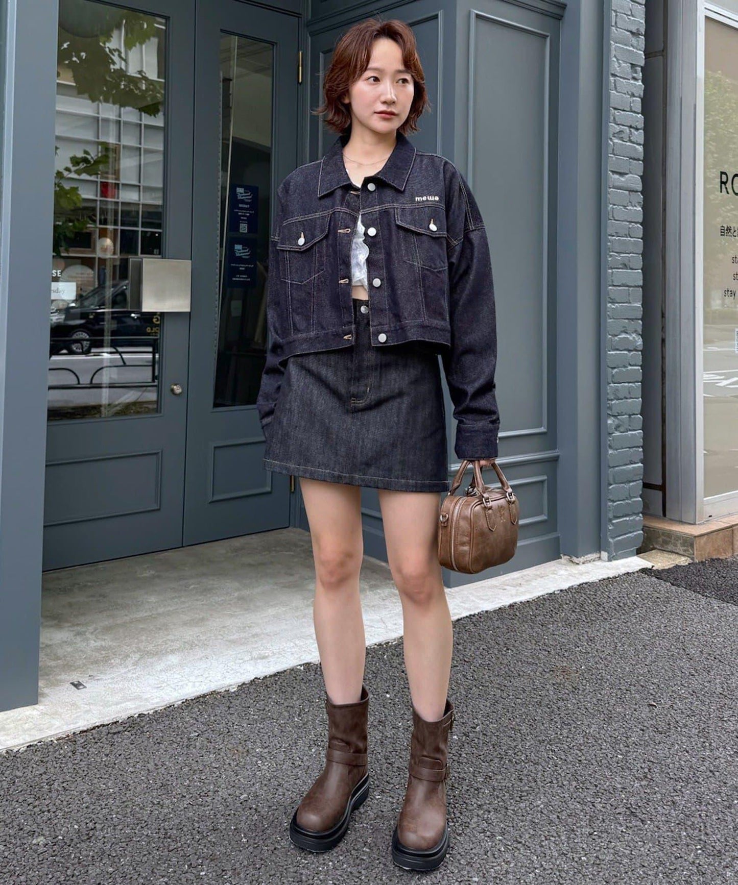 【mystic】[mline]標誌短款牛仔夾克