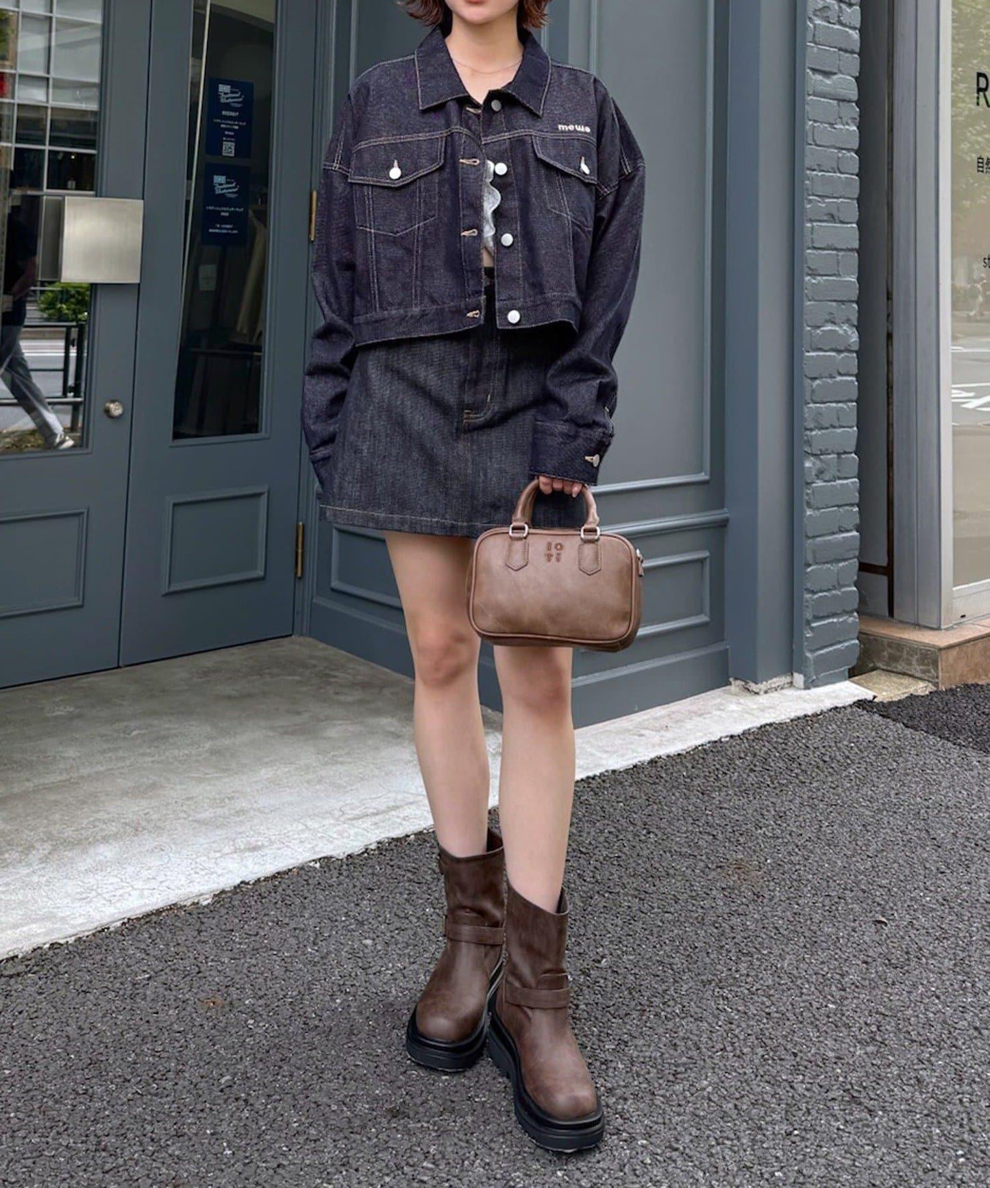 【mystic】[mline]標誌短款牛仔夾克