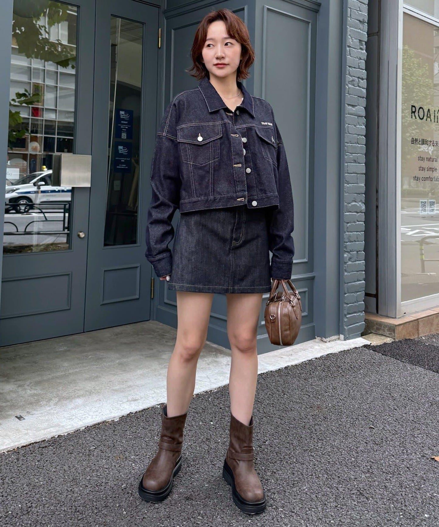 【mystic】[mline]標誌短款牛仔夾克