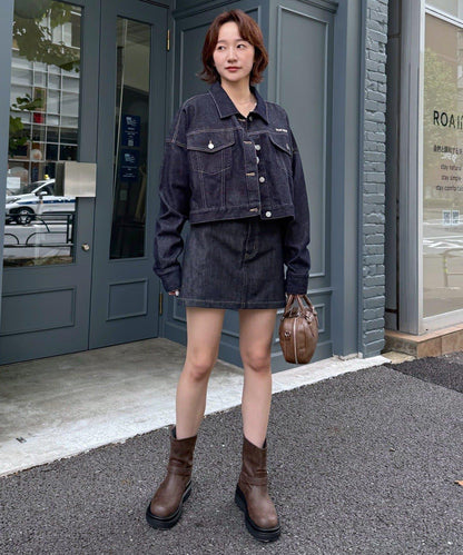 【mystic】[mline]標誌短款牛仔夾克