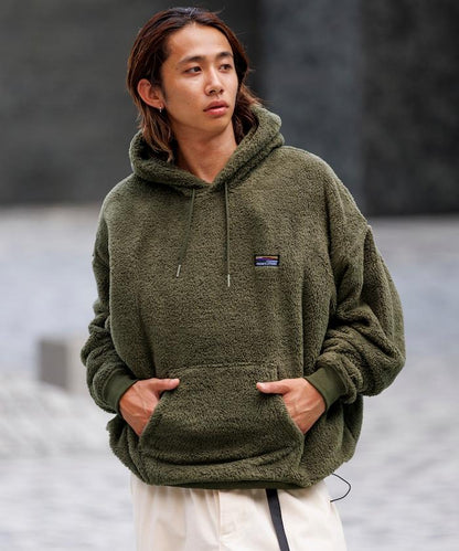 寬鬆版型長絨抓絨套頭連帽衛衣