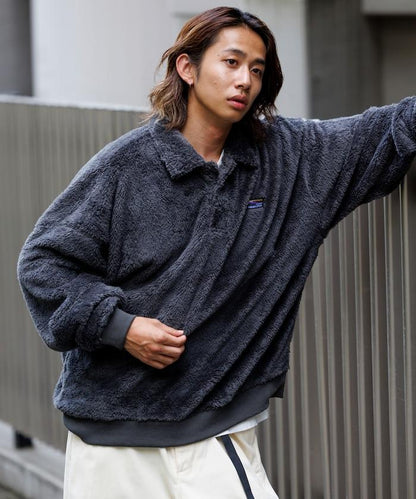 寬鬆版型 POLO領 長絨絨面料 套頭衫