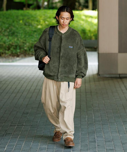 寬鬆版型長絨抓絨圓領開衫