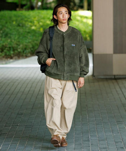 寬鬆版型長絨抓絨圓領開衫