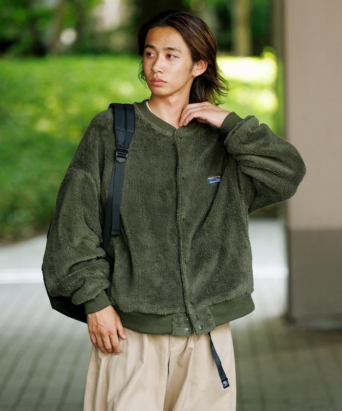 寬鬆版型長絨抓絨圓領開衫