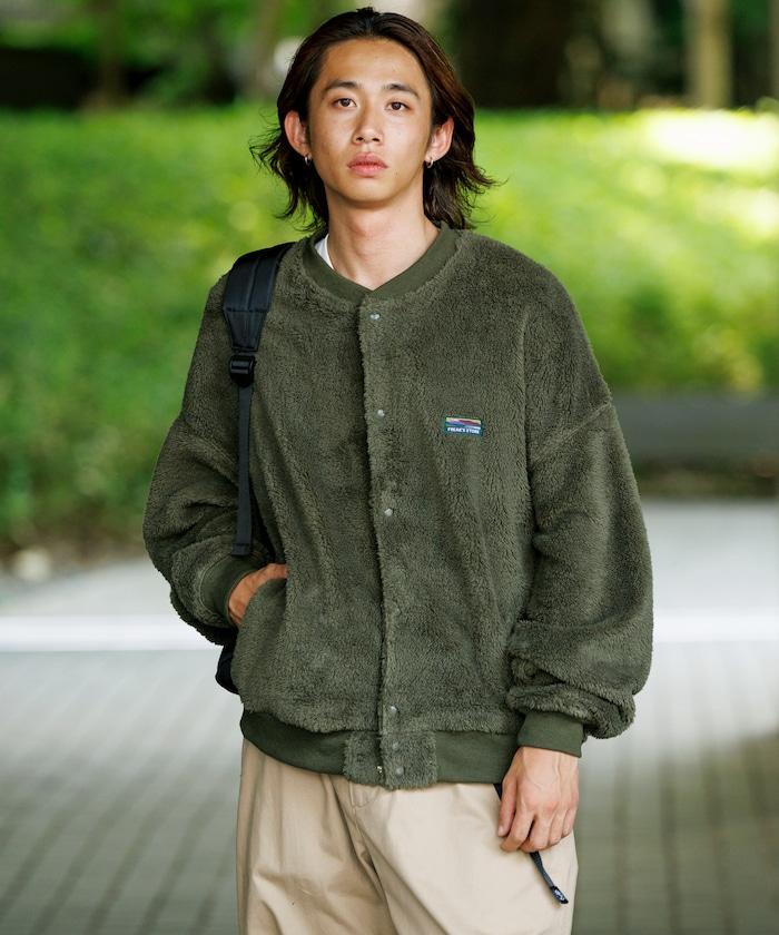 寬鬆版型長絨抓絨圓領開衫