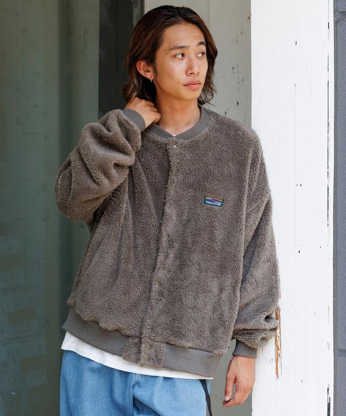 寬鬆版型長絨抓絨圓領開衫