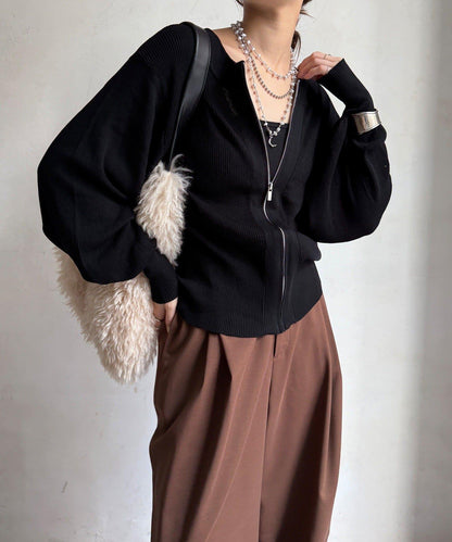 前後兩穿拉鍊針織衫