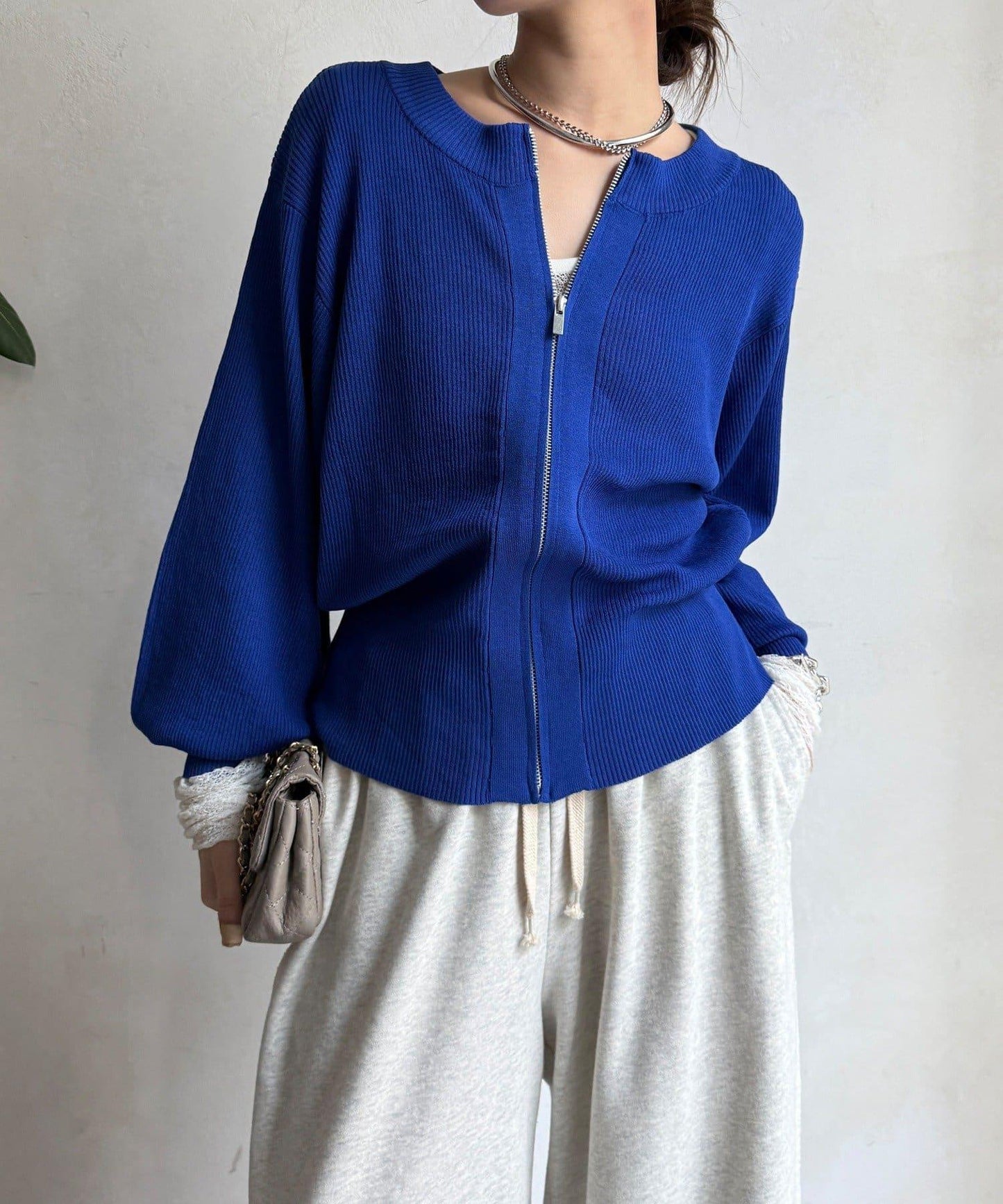 前後兩穿拉鍊針織衫