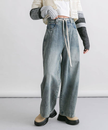 2尺碼可選抽繩牛仔褲