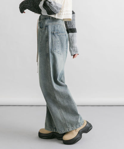 2尺碼可選抽繩牛仔褲