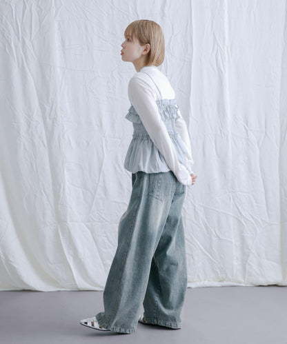 2尺碼可選抽繩牛仔褲