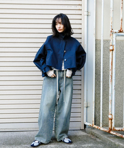 2尺碼可選抽繩牛仔褲