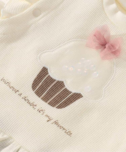 亮片裝飾圖案華夫格連體衣