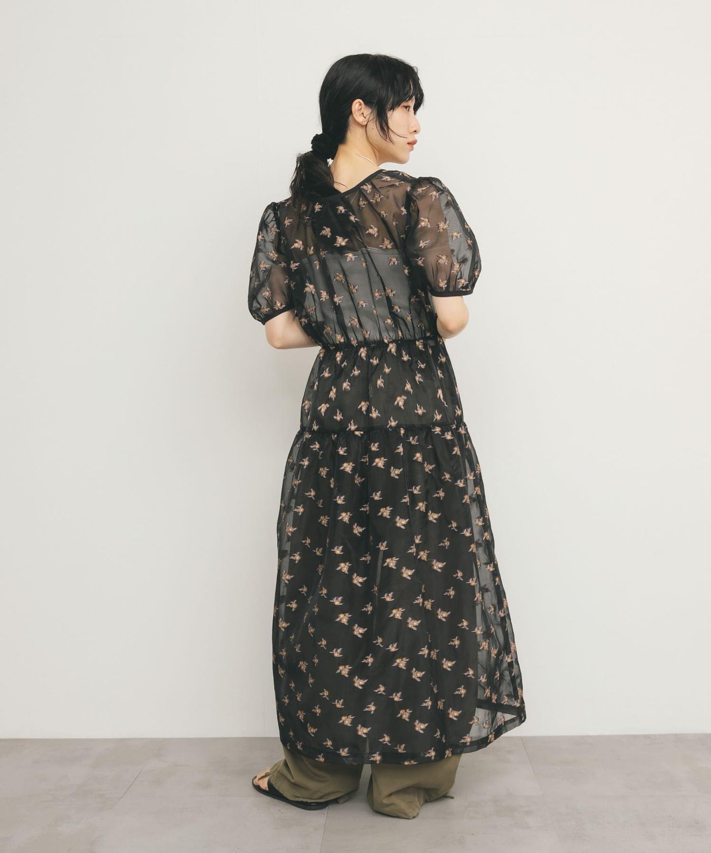 透視提花連衣裙