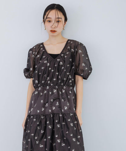 透視提花連衣裙