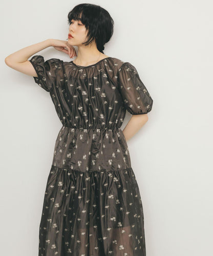 透視提花連衣裙