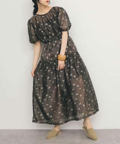 透視提花連衣裙