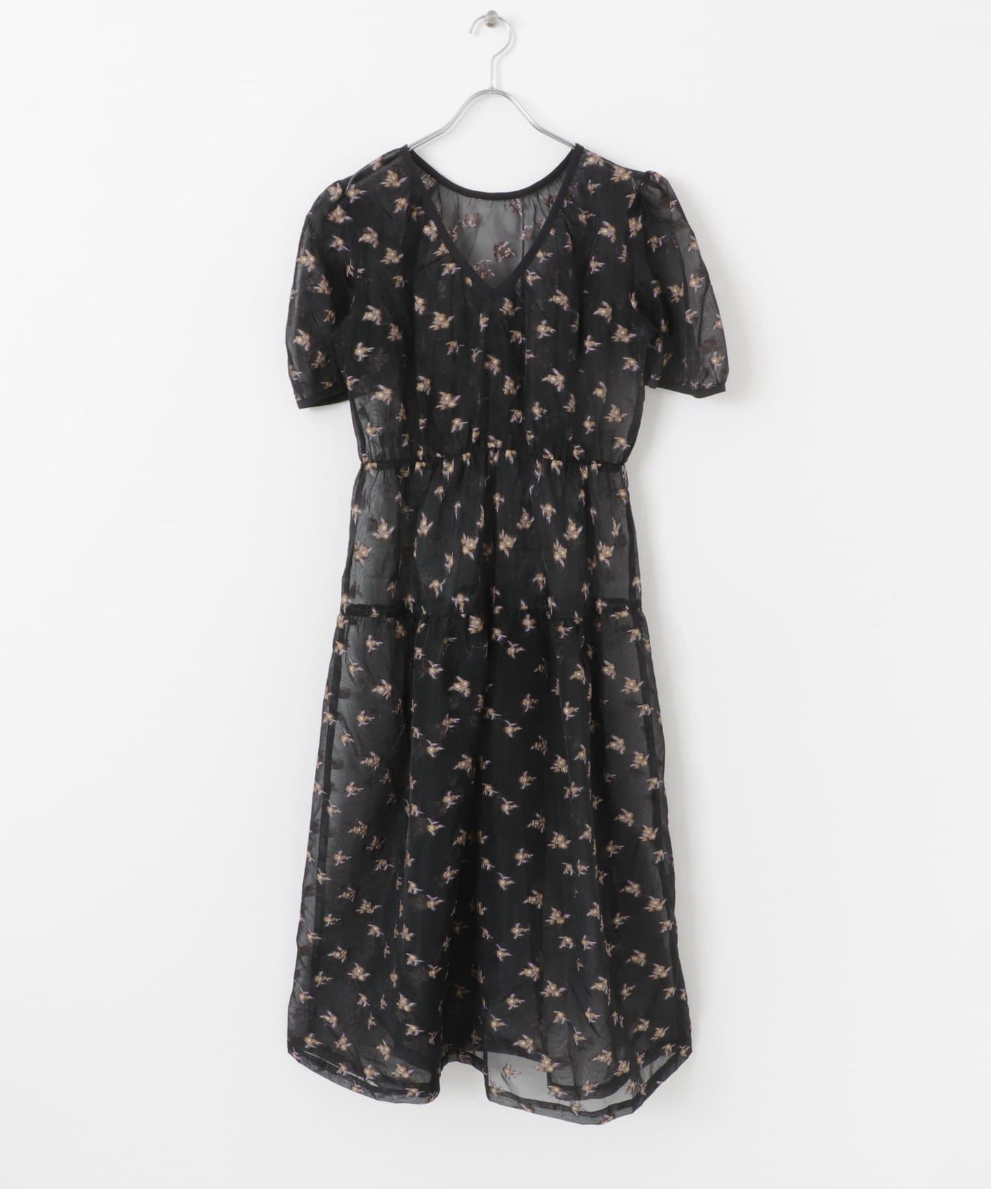 透視提花連衣裙