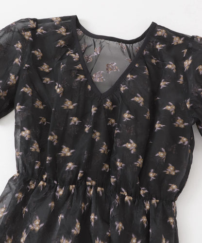 透視提花連衣裙